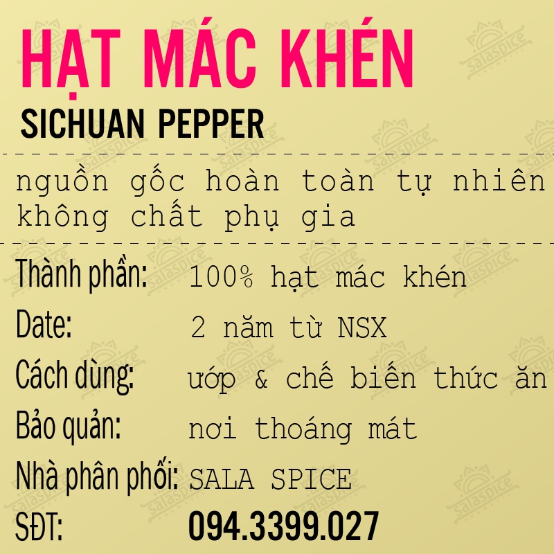 Hạt Mắc Khén SALA SPICE Indian Prickly Ash , gia vị linh hồn ẩm thực Tây Bắc , dùng ướp thịt cá nướng rất thơm ngon