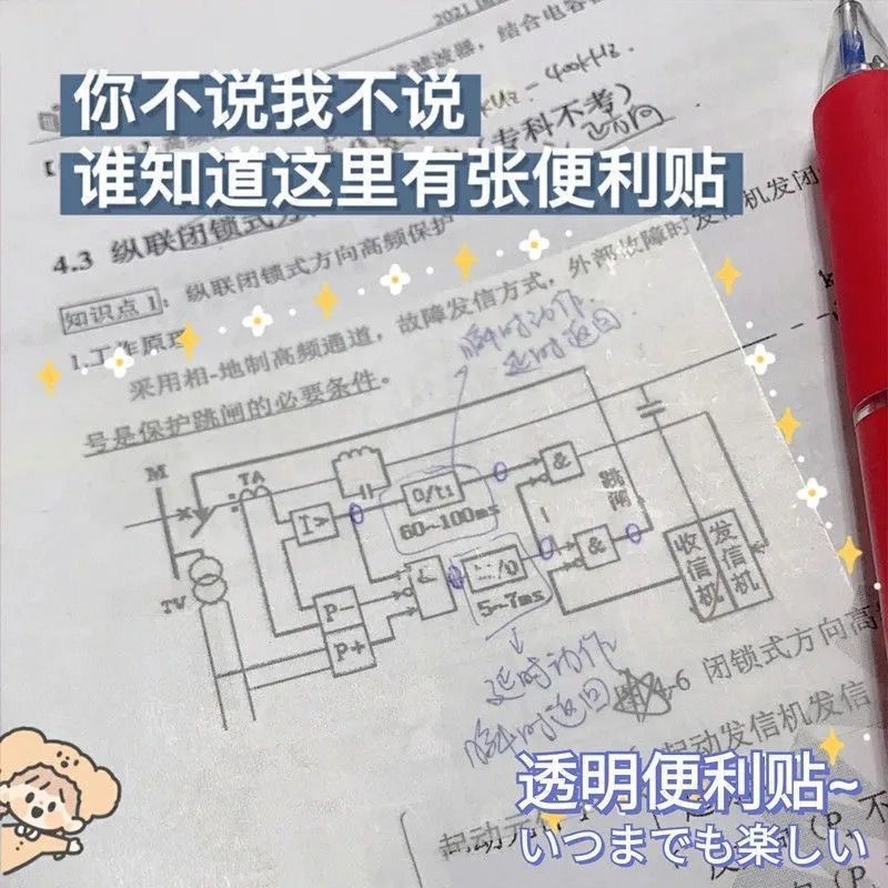 Miếng Dán Ghi Chú Trong Suốt Phong Cách Nhật Bản Dành Cho Học Sinh