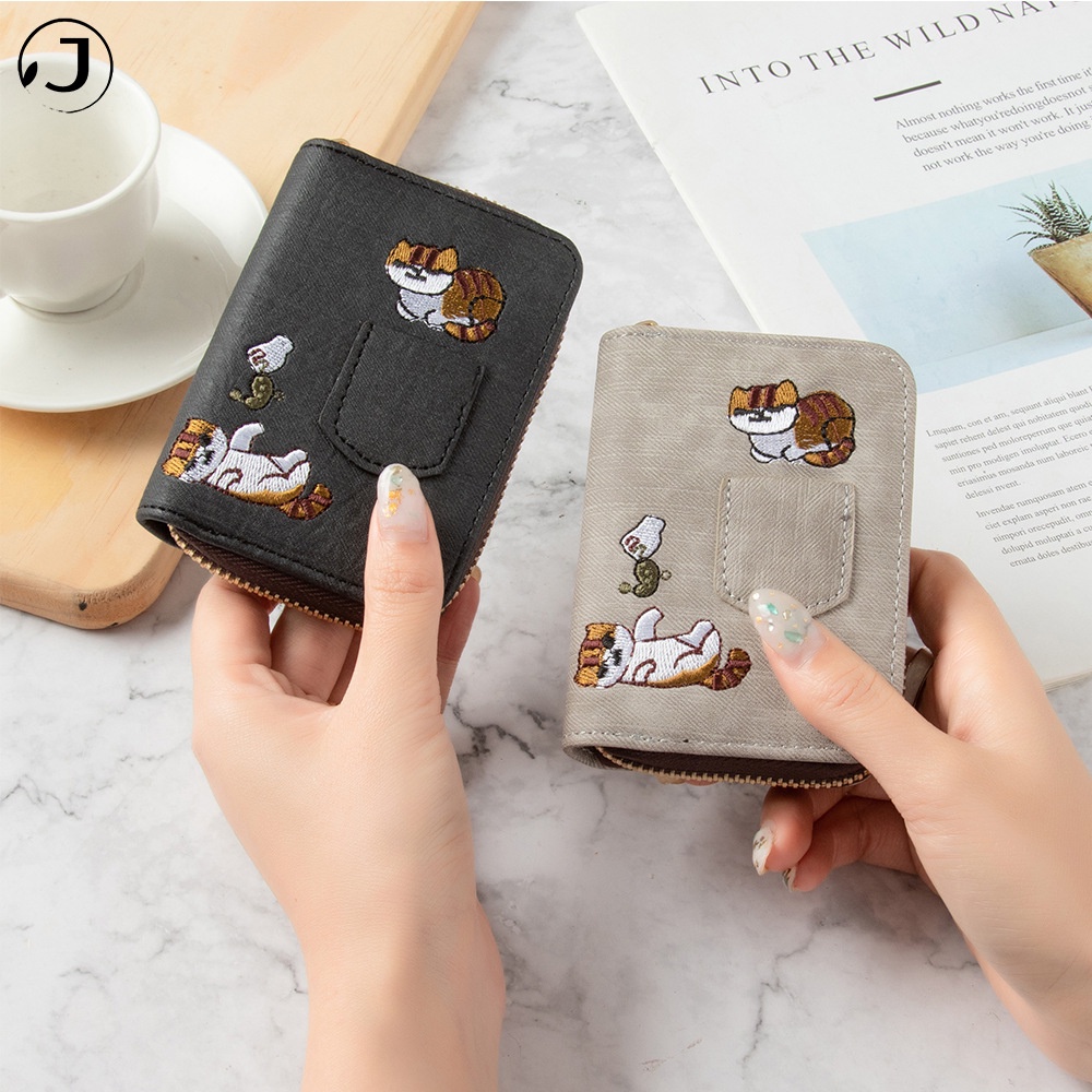 KAITIFEI Ví đựng thẻ cầm tay thời trang đẹp da nhỏ gọn họa tiết hoạt hình dễ thương cho nữ