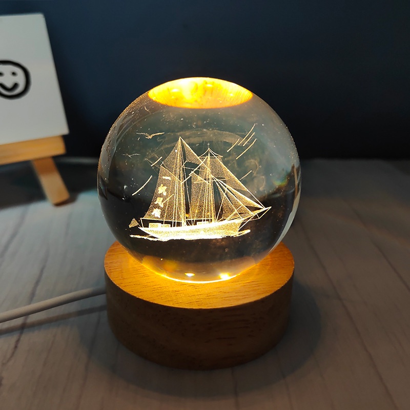 Đèn Ngủ 3D Quả Cầu Pha Lê Phát Sáng, Quà Tặng Sinh Nhật, Quà Lưu Niệm,