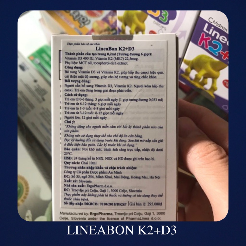 [Chính hãng] LINEABON K2+D3 - Bổ Sung Vitamin Tăng Chiều Cao Cho Bé lọ 10ml