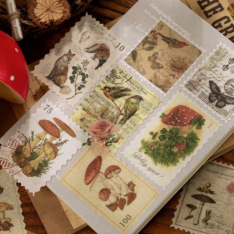 Bộ 60 miếng dán trang trí sổ tay kiểu vintage dễ thương DIY