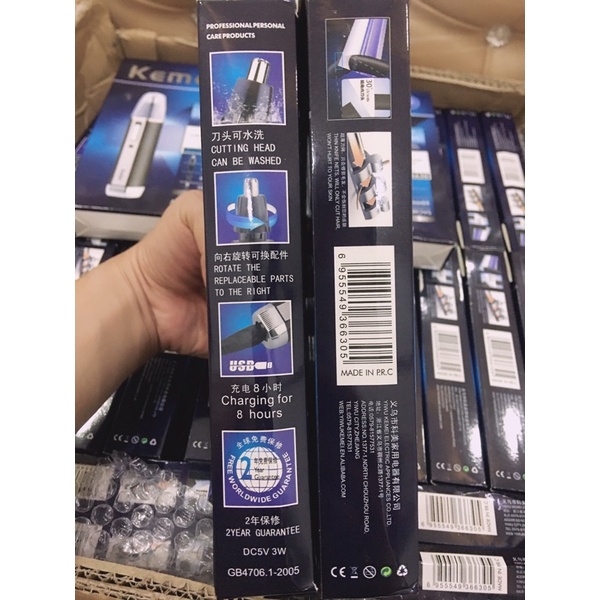 Máy Cạo Râu Tỉa Lông Mũi Cắt Tóc Kemei 6630 4 Trong 1 Sạc USB
