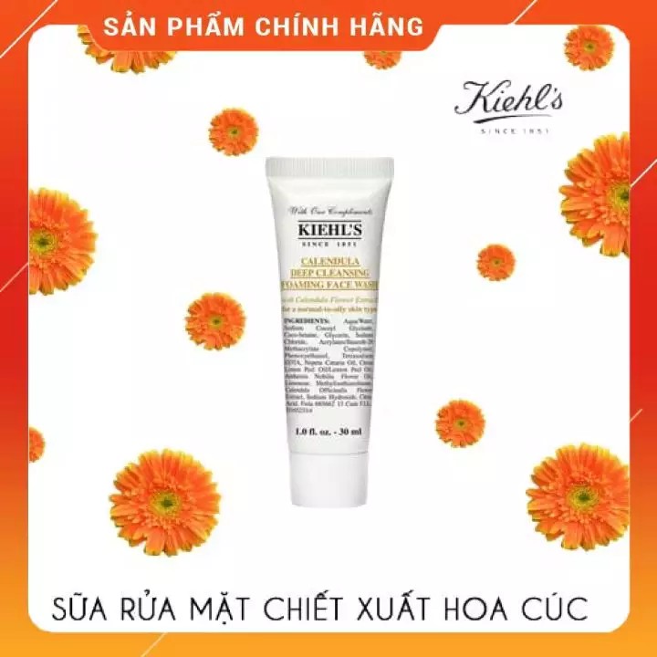 Srm Hoa Cúc KIEHL'S Calendula Deep Cleansing Foaming Face Wash 30ml Mini Tạo Bọt