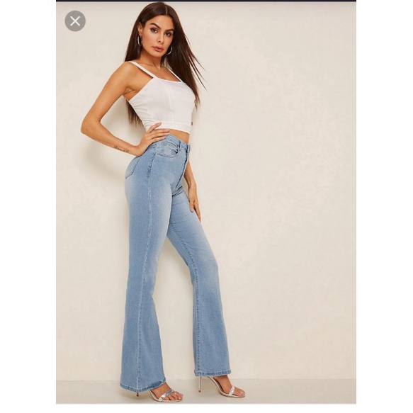 Quần jean rách nhẹ cạp siêu cao ống bass loe flared VNXK jean xuất khẩu dư tuồn xịn 10 tấc dáng bootcut siêu mẫu