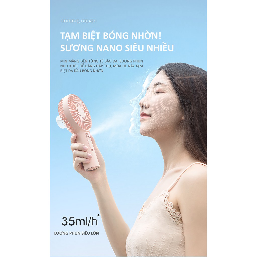 Quạt mini cầm tay phun sương tích điện Jisulife F9 Hot 2020, quạt phun sương 2IN1, lực gió siêu mạnh, tạo đổ ẩm cho da | BigBuy360 - bigbuy360.vn