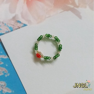 Nhẫn Nữ Hạt Cườm Không Co Giãn Kiểu Hàn Màu Xanh Lá RF19