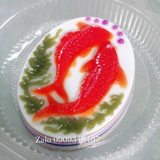 Khuôn rau câu oval hình đôi cá chép 20 cm