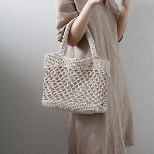 Túi Macrame Tote đeo vai - hoa văn lưới mắt cáo