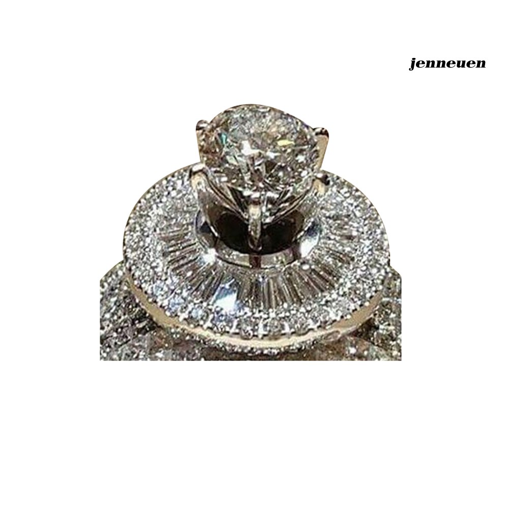 Set 2 Chiếc Nhẫn Đính Đá Zirconia Nhân Tạo Sang Trọng Thời Trang Dành Cho Phụ Nữ