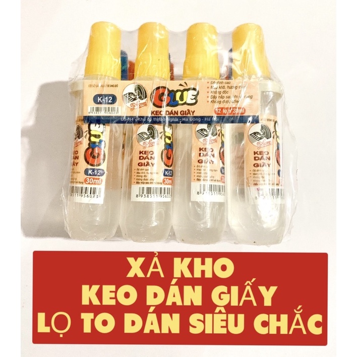 12 LỌ KEO DÁN GIẤY LOẠI TO.HÀNG CÔNG TY DÁN SIÊU CHẮC