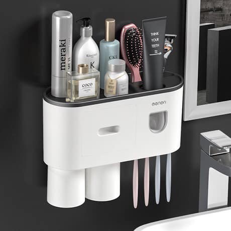 Bộ nhả kem đánh răng tự động OENON, Kệ Để Đồ Phòng Tắm Cao Cấp, Ngăn Kéo Dán Tường