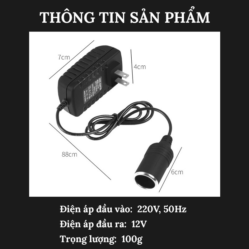 Bộ Đổi Nguồn 220V Sang 12V Cắm Tẩu Ô Tô VERSION 2