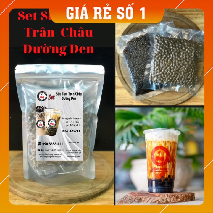 Nguyên liệu trà sữa,Set Sữa Tươi Trân Châu Đường Đen ( Ko Sữa )