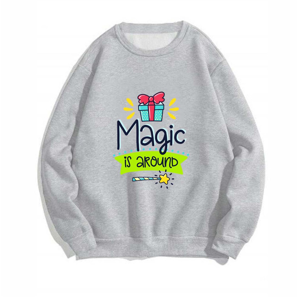 Áo Sweater chui đầu nam nữ in hình Magic is Around dễ thương, thích hợp làm áo cặp William - DS96