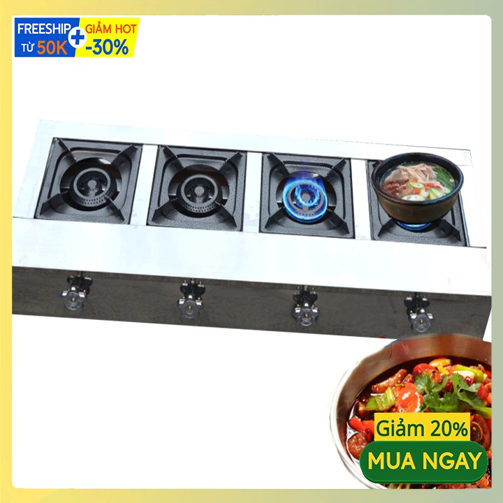 Bếp gas 4 họng - 4 cửa ngang chuyên mì cay, bánh xèo