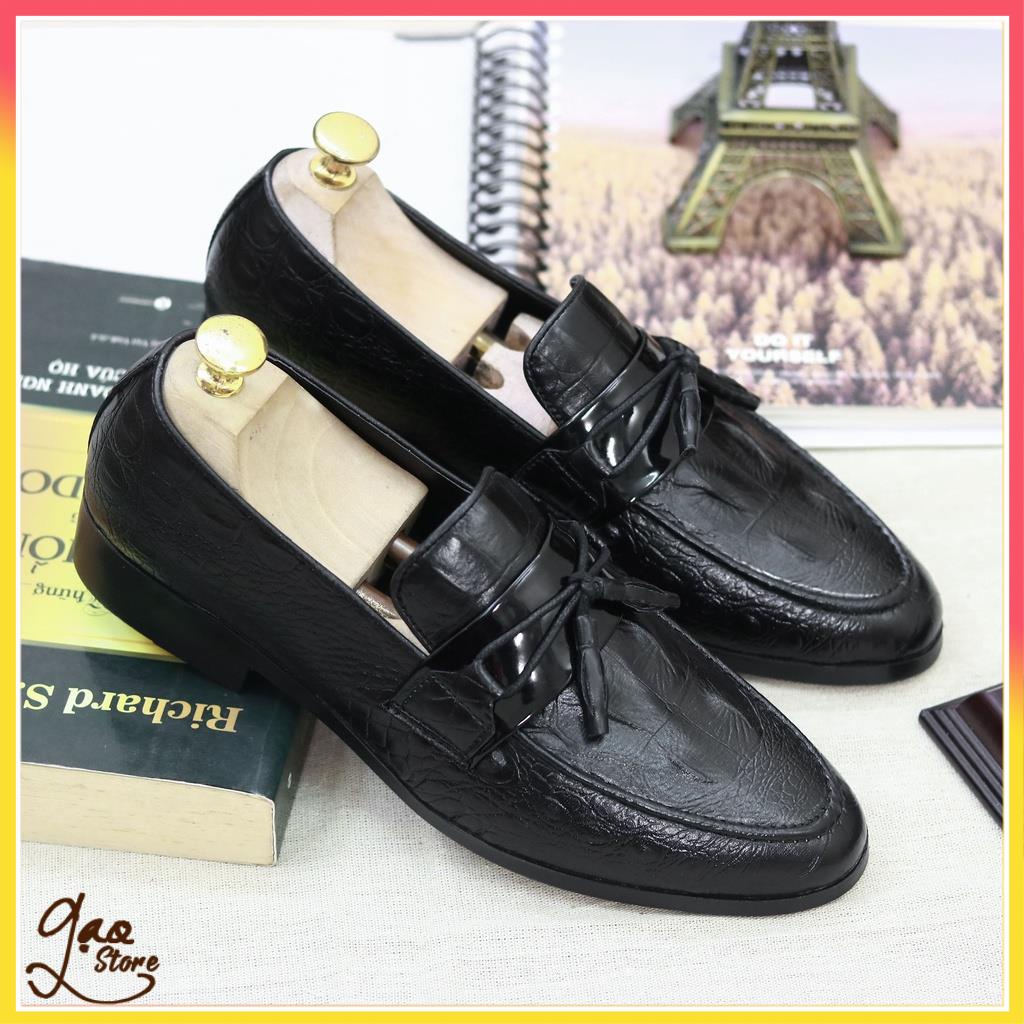 Giày Lười Nam  Dập Vân Cá Sấu Có Nơ Chuông  [Tặng Tất Khử Mùi ] Mã L177 | BigBuy360 - bigbuy360.vn