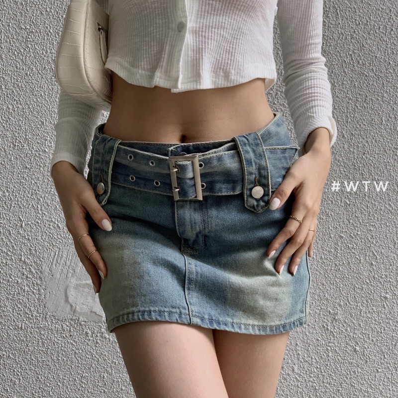 Chân váy denim kèm belt có quần cạp trễ | BigBuy360 - bigbuy360.vn