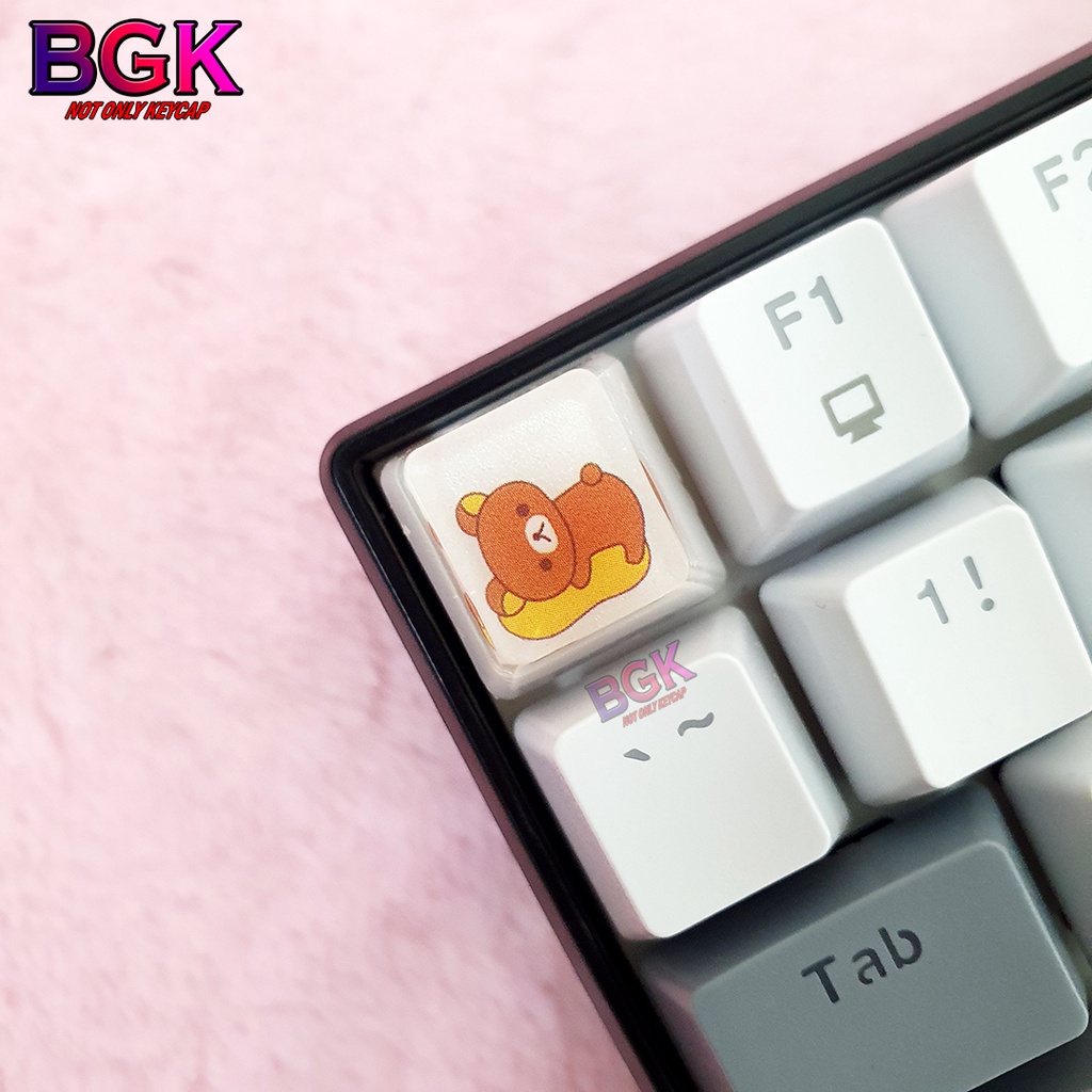 Keycap Lẻ Artisan OEM Profile Chủ Đề Gấu Nâu Cute 2 ( cast resi, keycap resin độc lạ )