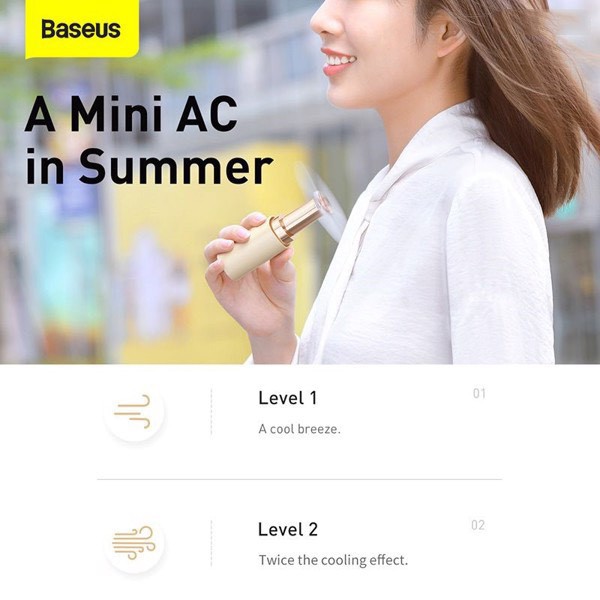 Quạt cầm tay mini Baseus Square Tube Mini Handheld Fan (8h sử dụng, 2000mAh)