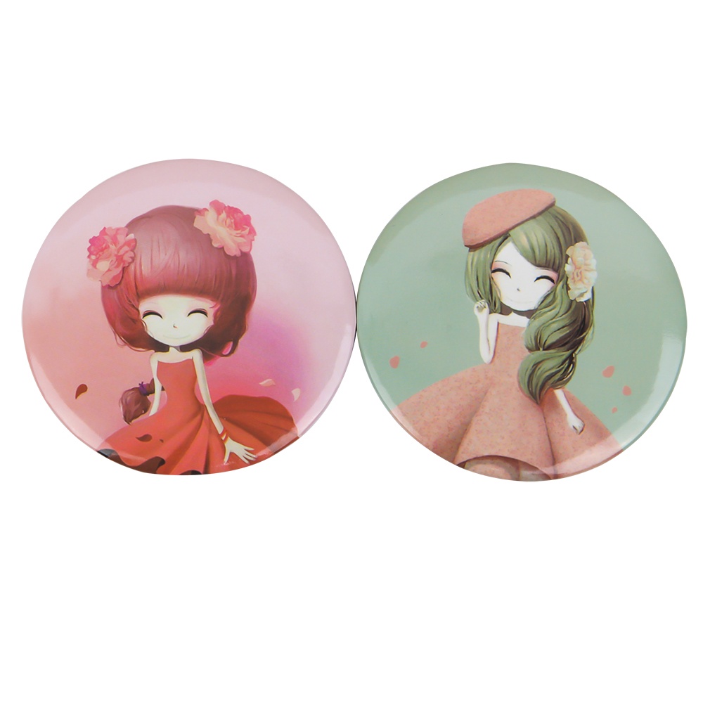 [Hàng mới về] Gương trang điểm mini hình tròn họa tiết hoạt hình phong cách Hàn Quốc 2021