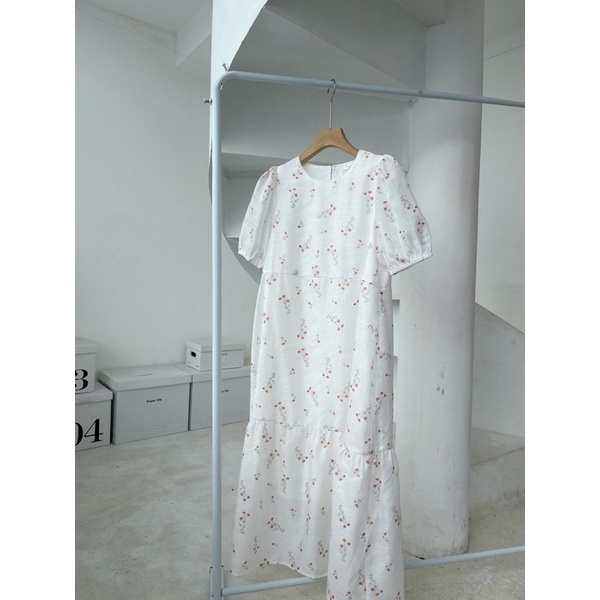 D16 - Đầm babydoll tơ hoa cam