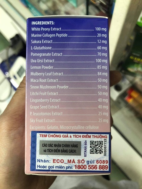 [Mã 77FMCGSALE giảm 8% đơn 500K] ✅VIÊN UỐNG TRẮNG DA RiTANA | BigBuy360 - bigbuy360.vn