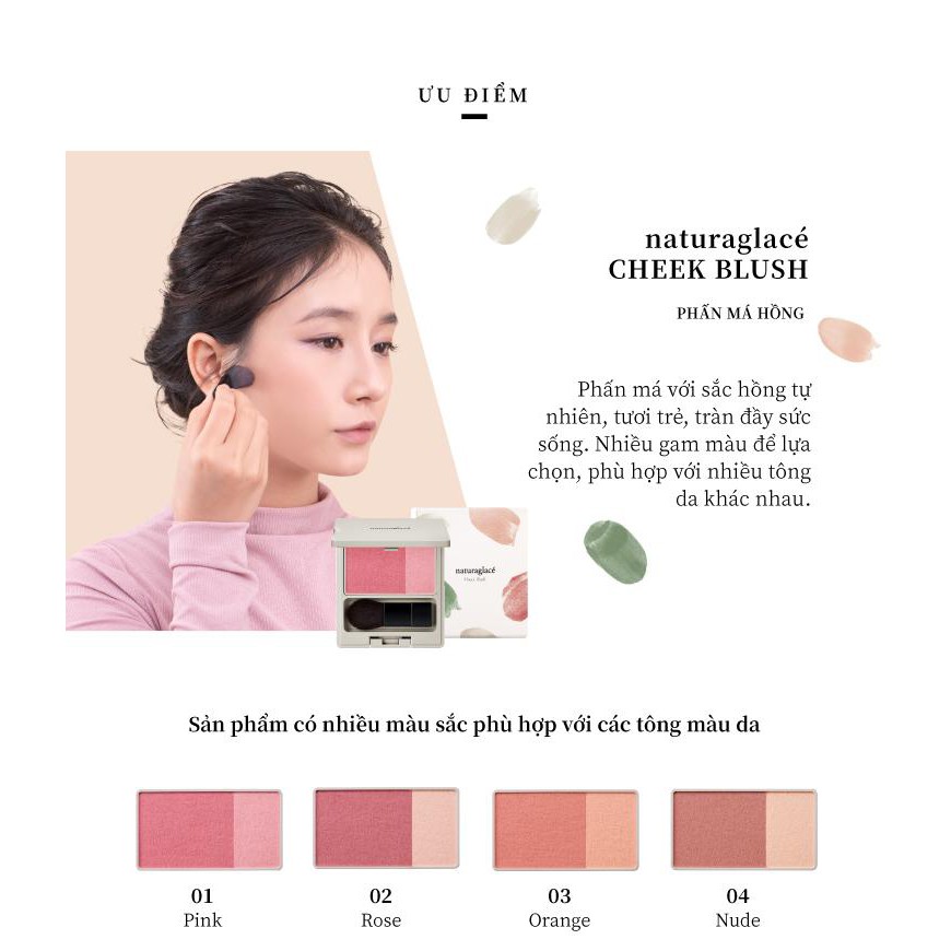 Phấn má hồng hữu cơ naturaglacé Cheek Blush (có 4 màu) tự nhiên, lâu trôi, 3.1g