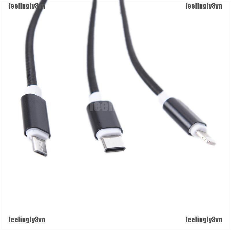 ❤ADA❤ 3 in 1 Multi Type-C Micro USB Cable Data Sync Charging Wire for iPhone Android TO