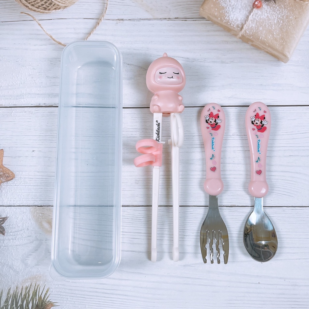 Bộ Thìa ,Đĩa Đũa Tập Ăn Cho Bé phong cách hàn quốc Kichilachi Goodbabyvn