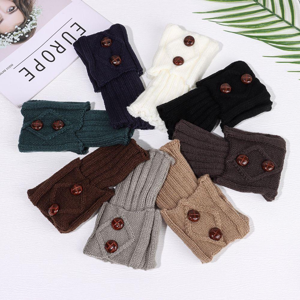 LAY Leg Warmers Socks With Buttons Solid Color Women Girls Boot Warmers
