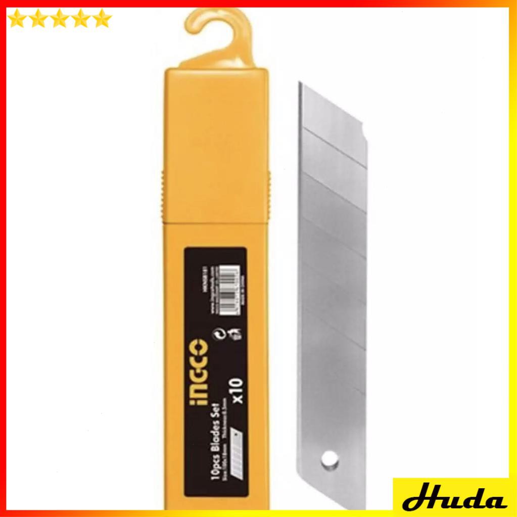 Bộ dao rọc giấy và hộp 10 lưỡi dao 18x100mm INGCO HKNS16618 HKNSB181 LKJ