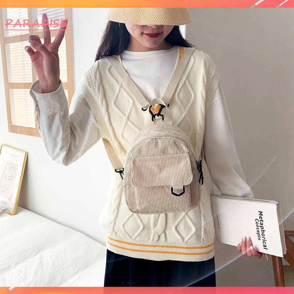 Ba Lô Đi Học Vải Nhung Màu Sắc Trơn Phối Khóa Kéo Thời Trang Mùa Đông Cho Nữ