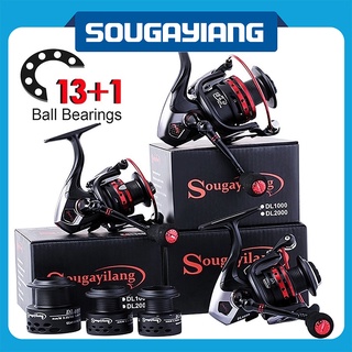 Sougayilang Fishing Reels Double Spool Stainless Steel 13+1 Bearings 5.1:1 Ultra-light Lure Spinning Reel