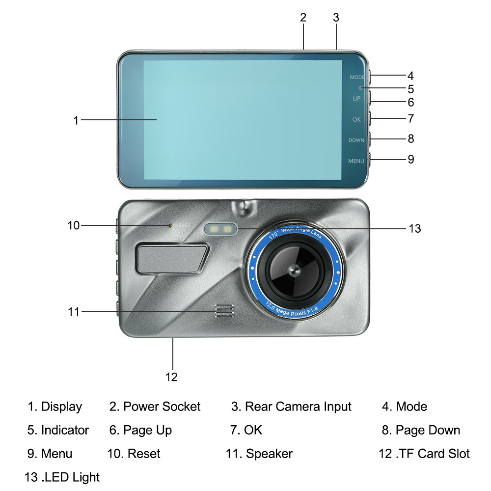 Camera Hành Trình Lens Kép Trước và Sau 2510 Màn Hình 4 Inch 1080P