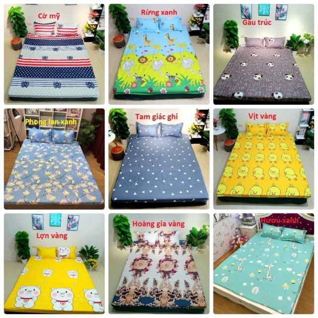 Bộ ga chun vỏ gối Poly ( quý khách đặt hàng ghi lưu ý màu sắc trong đơn hàng giúp shop )