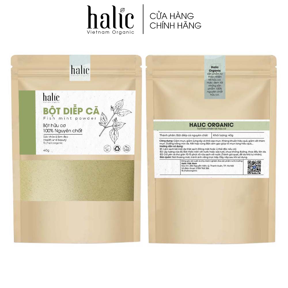 Bột Diếp Cá đắp mặt nạ nguyên chất Halic Organic 125G ngừa thâm, xóa nám tàng nhang, ngăn ngừa mụn ẩn hiệu quả