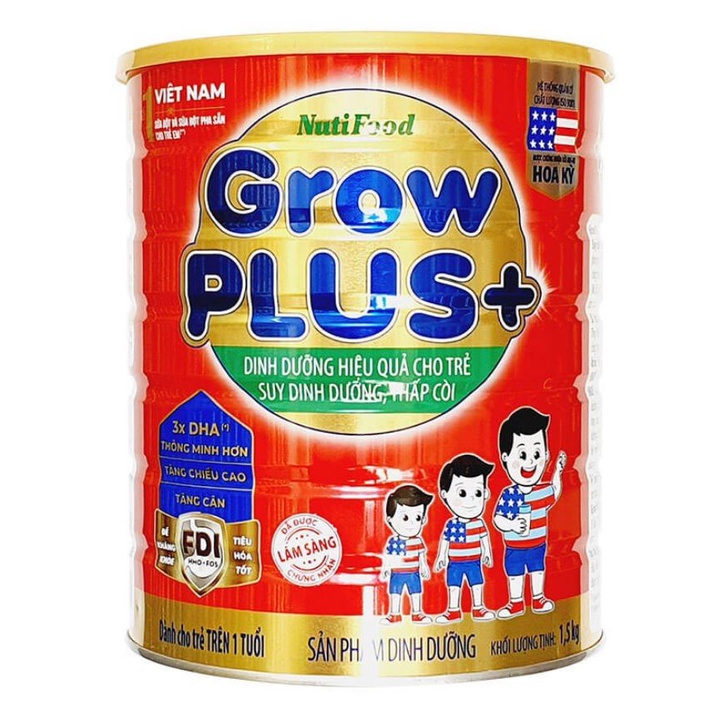 [Mẫu Mới] Sữa Nutifood Grow plus + FDI Đỏ trên 1 tuổi (1.5kg)