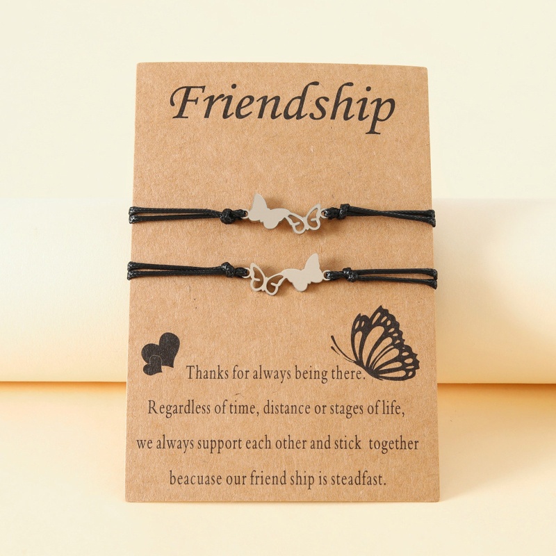 Bộ 2 / 3 Vòng Tay Bện Bằng Thép Không Gỉ Hình Bướm Sáng Tạo