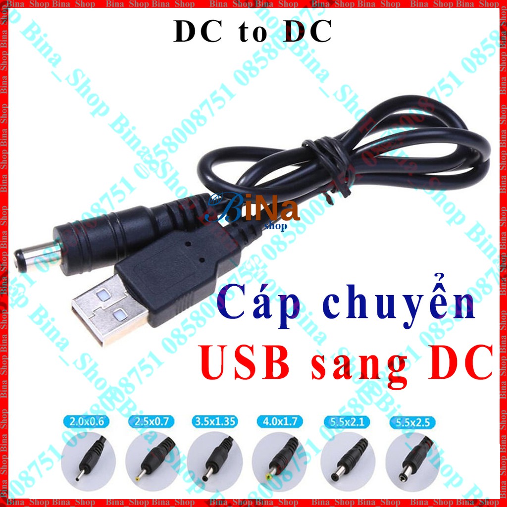 Cáp nguồn USB sang DC dài 80cm