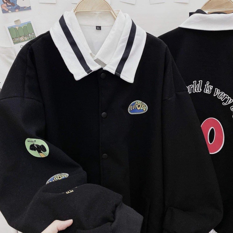 Áo Khoác Nỉ Jacket Cổ Polo 20 ulzzang unisex | BigBuy360 - bigbuy360.vn