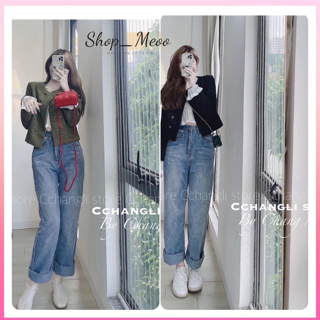 Áo khoác dạ tweed 2 lớp dày dặn cúc đồng vintage,Áo khoác dạ nữ trẻ trung cực xinh