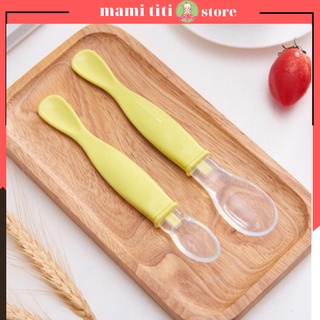 Thìa ăn dặm cho bé, Set 2 thìa silicon 2 đầu to/nhỏ cho bé