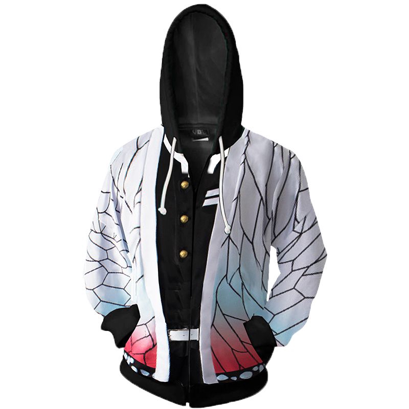 Áo Hoodie khóa kéo mô phỏng trang phục nhân vật anime Kimetsu no Yaiba Kochou Shinobu | BigBuy360 - bigbuy360.vn