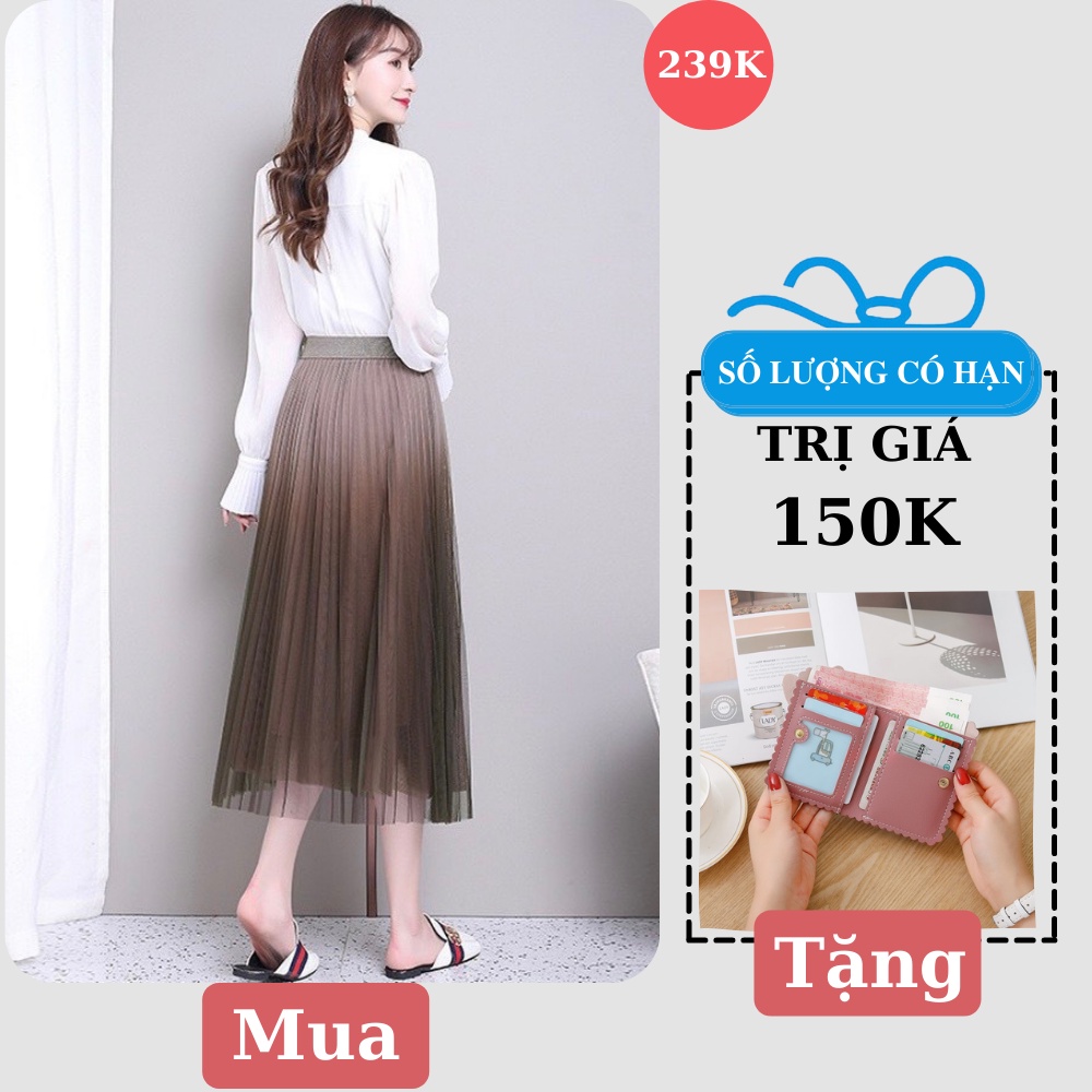 Chân Váy Loang Xếp Ly Dáng dài Màu Nâu Loang Cao Cấp Hàng Loại 1 Siêu Xinh,Chân Váy Dáng Dài Nhiều Màu Thời Trang Hè