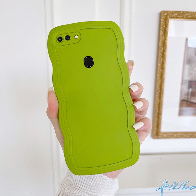 Ốp Điện Thoại Màu Xanh Lá 3D Cho Oppo A5S A12 F9 Pro A3S A12E A9 A5 2020 F11 A53 A31 A52 A92 Reno 7Z Reno 2F 2Z Reno 2 5