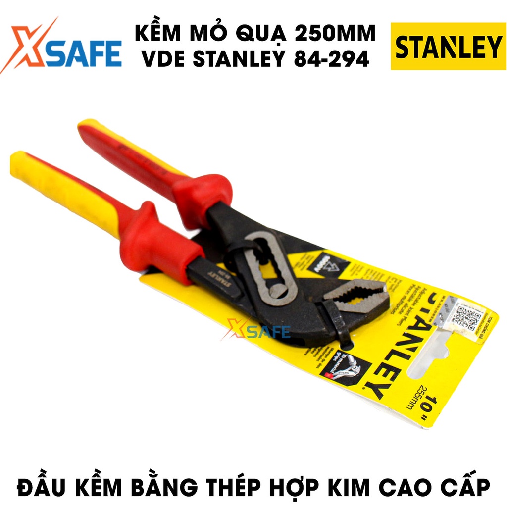 Kềm mỏ quạ 250mm VDE STANLEY 84-294 bọc nhựa cách điện 1000V chuyên dụng  Kìm VDE Stanley thép hợp kim cao cấp