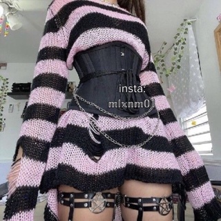 Áo len rách gothic punk rock egirl