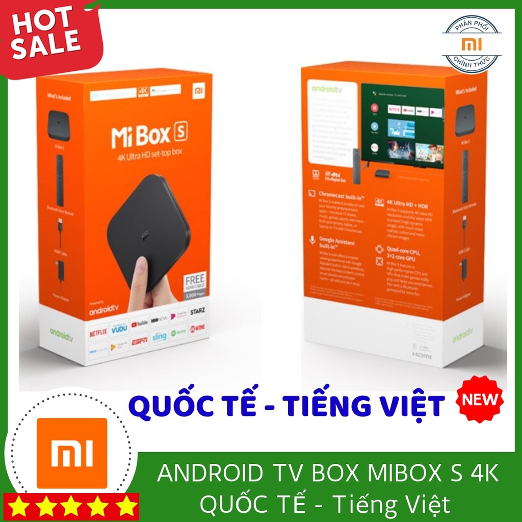 Android Tivi Box Xiaomi Mibox S - 4K  quốc tế