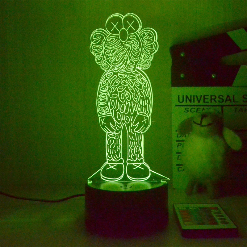 Đèn Ngủ LED 3d Hình Bearbrick Hoạt Hình Dễ Thương Kèm Điều Khiển Từ Xa Và Sạc USB Tiện Dụng Trang Trí Nhà Cửa
